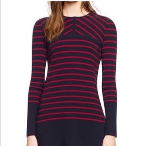 EUC Tory Burch Navy & Red Merino Wool Sweater Size XS